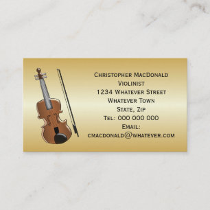 Violinist Gold Coloured Personalized Business Card