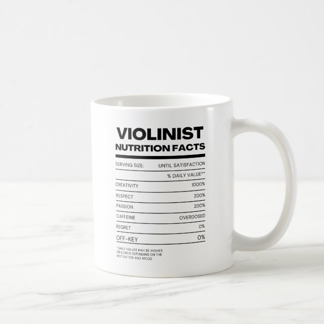 Violinist Nutrition Facts Coffee Mug (Right)