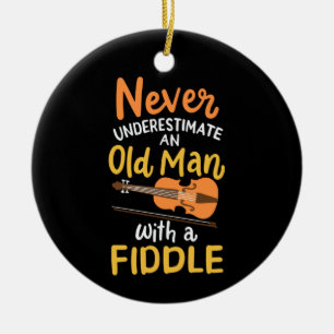 Violinist - Old Man with a Fiddle Ceramic Ornament