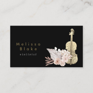 violinist pampas grass black background  business card