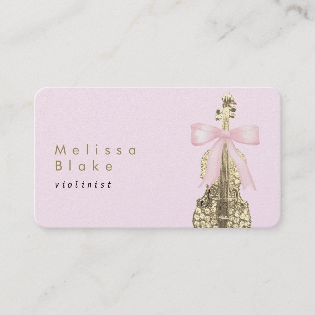 violinist pink bow business card (Front)