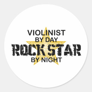 Violinist Rock Star by Night Classic Round Sticker