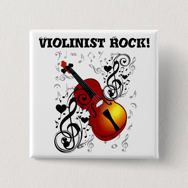 Violinist,Rock the House_ 2 Inch Square Button (Front)