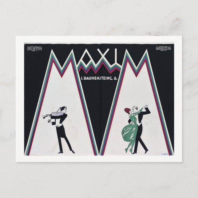 Violinist Serenades Dancing Couple Vintage Postcard (Front)