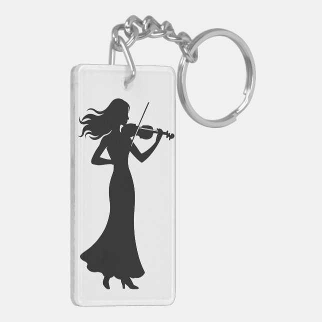 Violinist Silhouette Lady Keychain (Back Left)