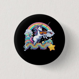 Violinist Unicorn Playing Violin Viola Player Musi 1 Inch Round Button