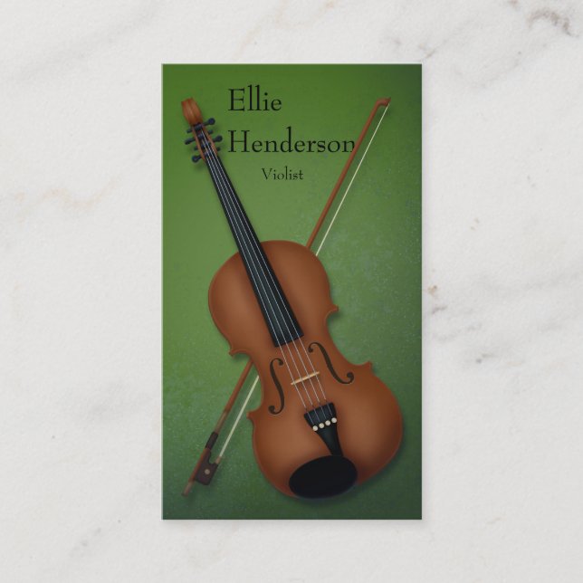 Violinist Violist Enchanting Forest Green Business Card (Front)
