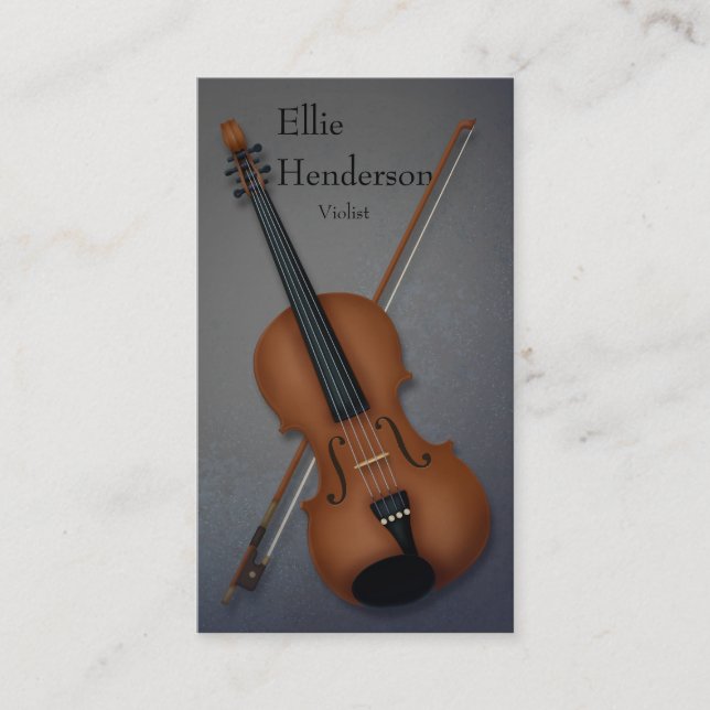 Violinist Violist Performing Musician's Dark Grey Business Card (Front)