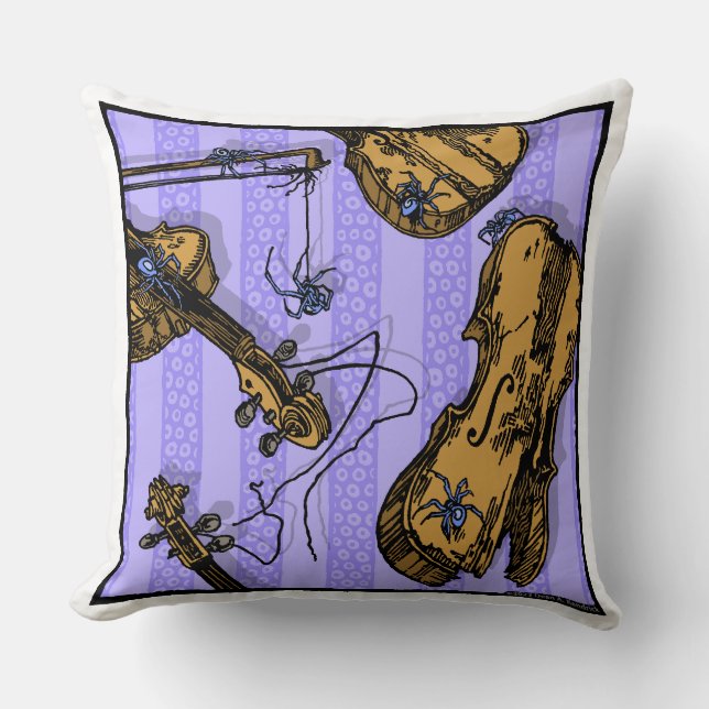 Violins and Spiders - Pop Goth Nightmare Square Throw Pillow (Front)