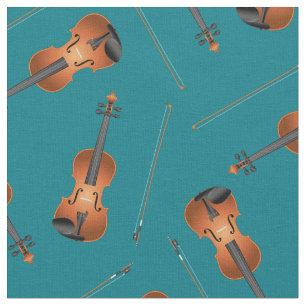 Violins Music Musician Room Decor Teal Fabric