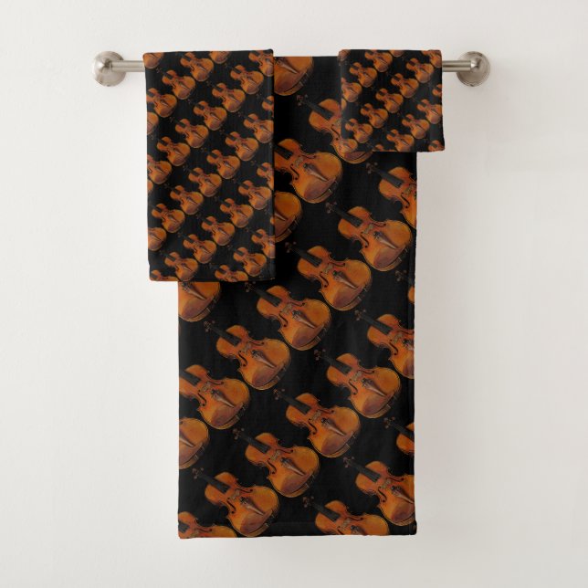 Violon Abstrait Motif Musique Serviettes de bain (En situation)