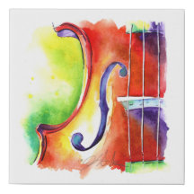 Violon aux fraises - Enveloppement de toile à thèm