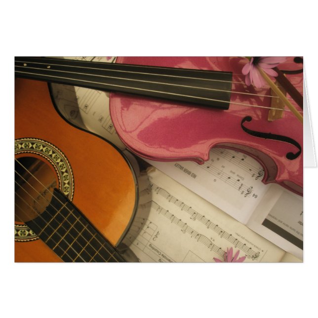Violon et guitare rose (Devant horizontal)