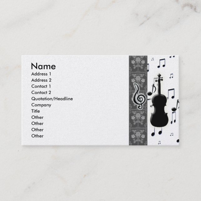Violon et notes musicales Cartes de visite (Devant)