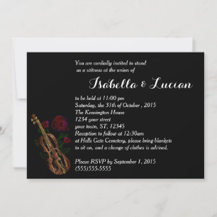 Violon et Rose Goth Wedding Invitations