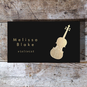 violon faux or sur carte de visite noir
