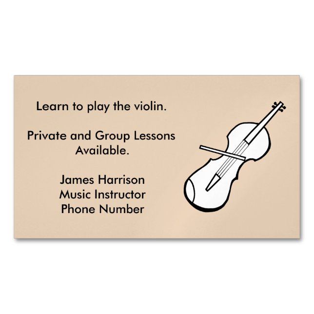 Violon Music Instructeur Carte de visite Magnet (devant)