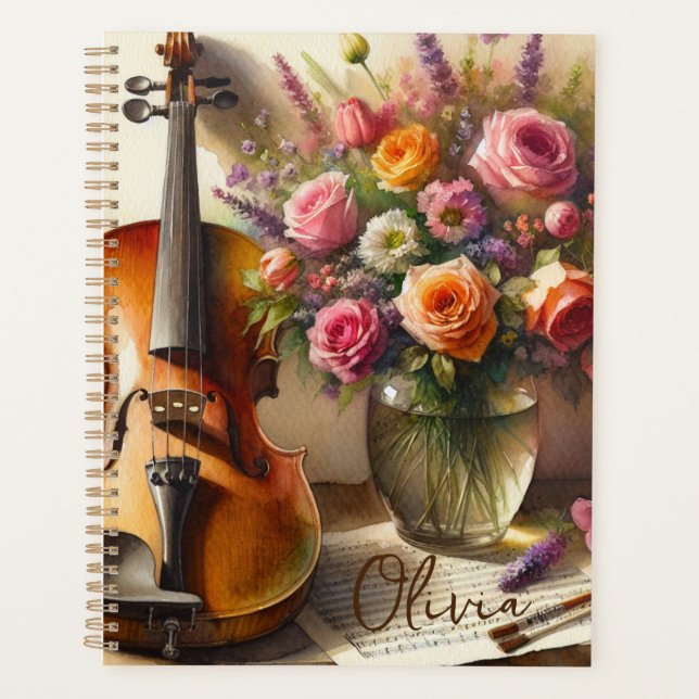 Violon, Partition et un Vase de Fleurs (Devant)