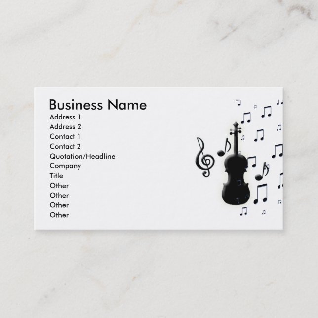 Violon Piano et notes musicales Cartes de visite (Devant)