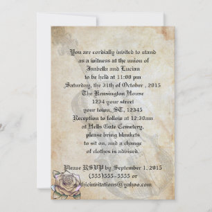 Violon vintage et Rose Goth Mariage Invitations