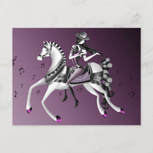 Violoniste à Cheval Carte Postale Mauve