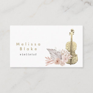 violoniste boho pampas herbe carte de visite