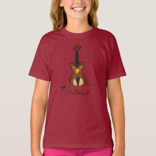 ViOWLin Chouette de violon Musique T-shirt fille d