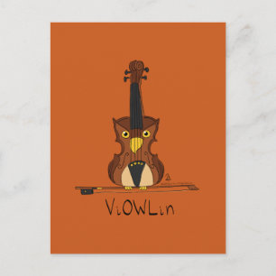 ViOWLin Violin Owl Music Postcard