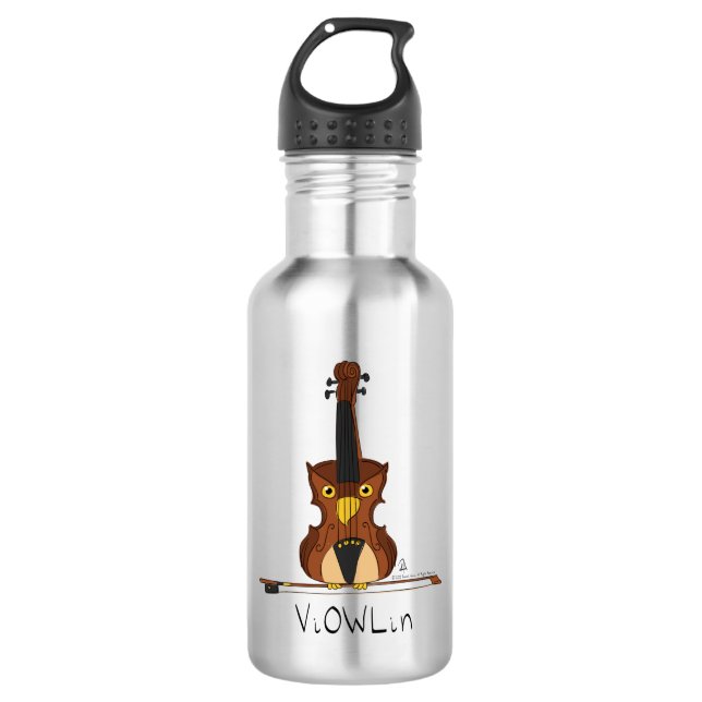 ViOWLin Violin Owl Music Water Bottle (Front)