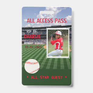 VIP Access Baseball Field Birthday Party Badge