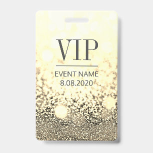 VIP Access Event Elegant White Gold Glitter Badge