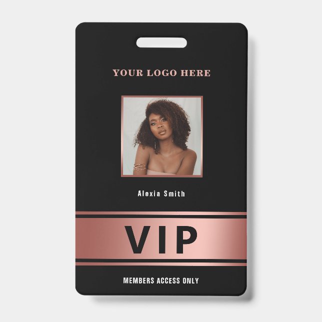 VIP Access Member only rose gold glam photo Badge (Front)