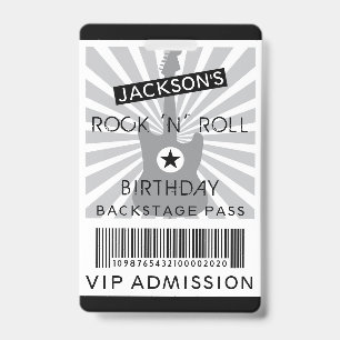 VIP ADMISSION Backstage Pass Rock 'N' Roll Party Badge