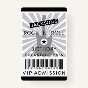 VIP ADMISSION Backstage Pass Rock 'N' Roll Party Badge