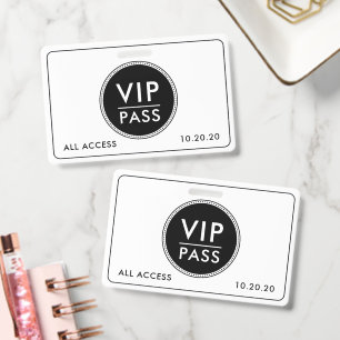 VIP All Access Event Black White Badge
