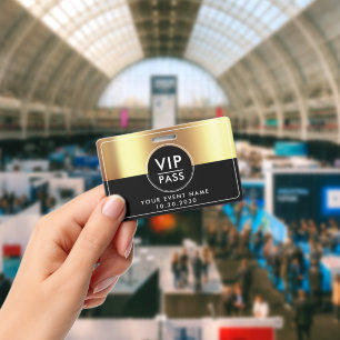 VIP All Access Event Metallic Gold Black Badge