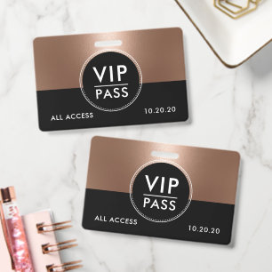 VIP All Access Event Metallic Rose Gold Badge