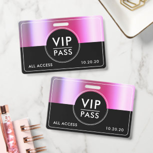 VIP All Access Event Metallic Silver Black Badge