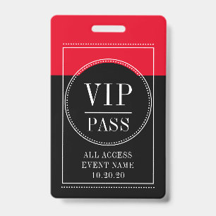 VIP All Access Event Red Black Badge