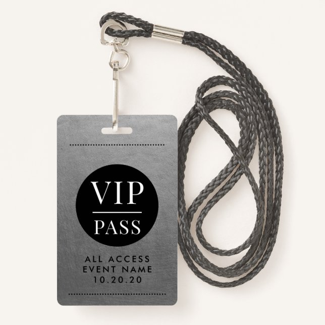VIP All Access Event Silver Metallic Foil Gold  Badge (Front with Lanyard)