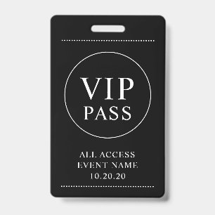 VIP All Access Event Simple Black White Badge