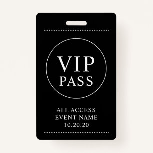 VIP All Access Event Simple Black White Badge