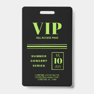 VIP All Access Fluorescent Green Badge
