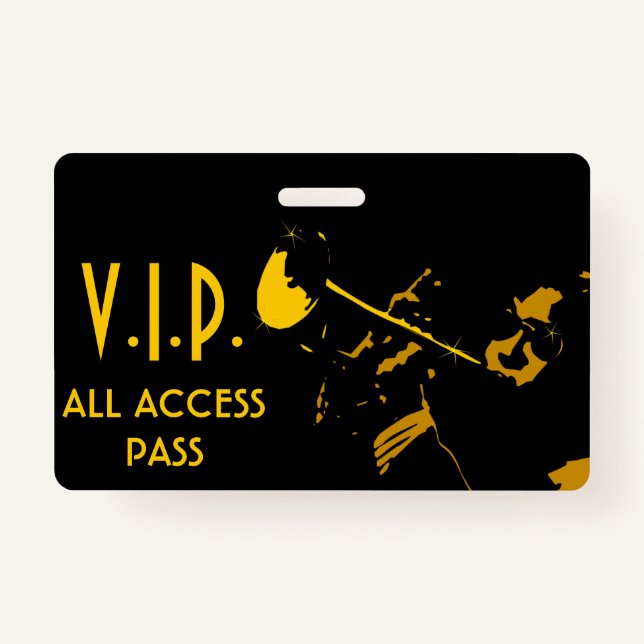 VIP All Access Horizonal Pass at Musical Event Badge (Front)