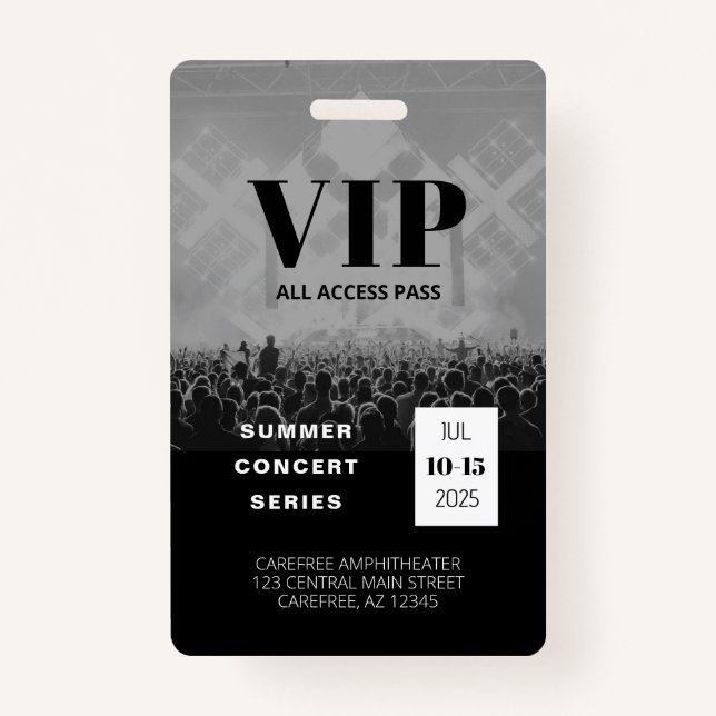 VIP All Access Multi Date Concert Badge (Front)