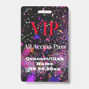 VIP All Access Name Concert Club Party Red  Badge