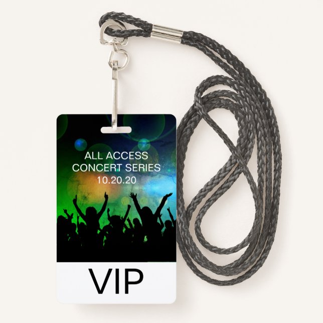 VIP All Access Name Custom Concert Badge (Front with Lanyard)