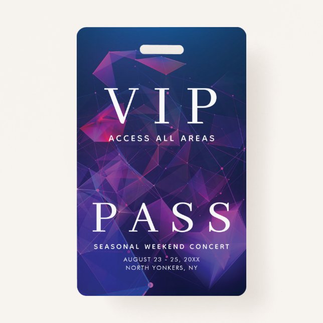 VIP All Access Pass Concert Backstage Geometric Badge (Front)