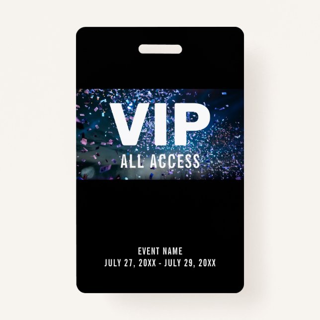 VIP All Access Pass Concert Event ID Badge (Front)