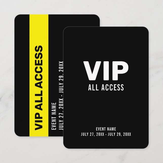 VIP All Access Pass Event ID Badge 3.5" x 5" Invitation (Front/Back)